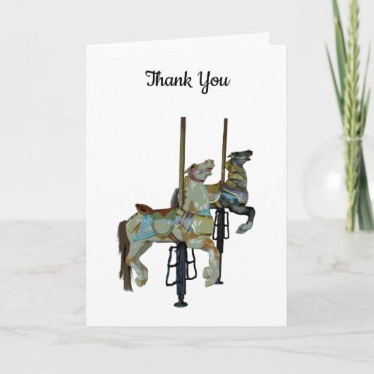  Merry Go Round Carrousel Horses Dank je wel Kaart (Voorkant)