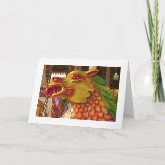 Merry-go-round Dragon - Bordered Feestdagen Kaart (Voorkant)