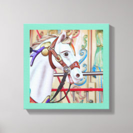 Merry-go-round geschilderd paard Canvas 16 in een  Afdruk