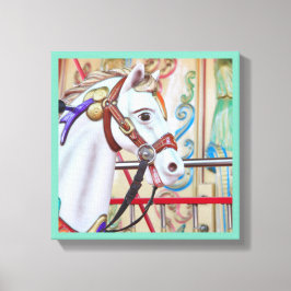 Merry-go-round geschilderd paard Canvas 16 in een Afdruk