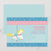 Merry Go Round, Girl Carousel Birthday Party Kaart (Voorkant / Achterkant)