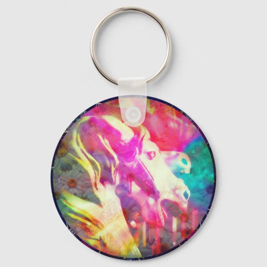 Merry Go Round Horse Digital Art Sleutelhanger (Voorkant)