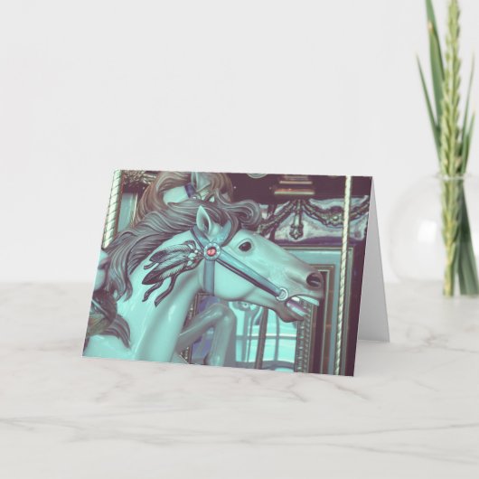 Merry-go-Round Horse Faux  fotografie Feestdagen Kaart (Voorkant)