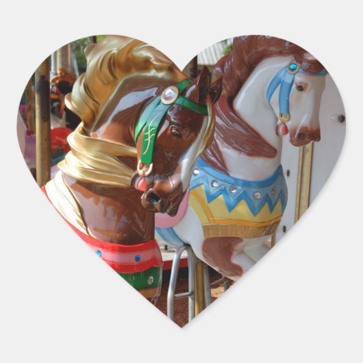 Merry-Go-Round Horses Hart Sticker (Voorkant)
