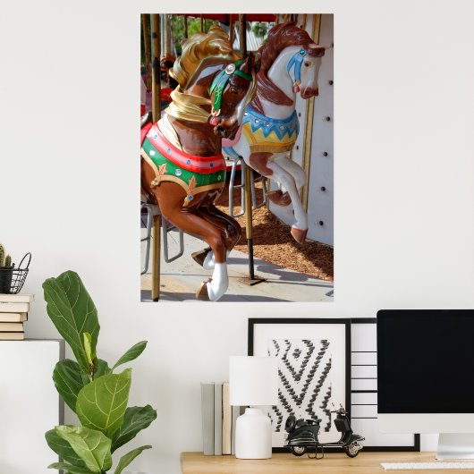 Merry-Go-Round Horses Poster (Thuiskantoor)
