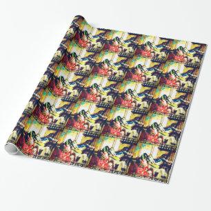 Merry-Go-Round Horses Summer Flashback Digital Art Cadeaupapier