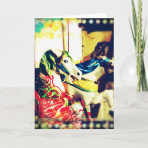 Merry-Go-Round Horses Summer Flashback Digital Art Feestdagen Kaart