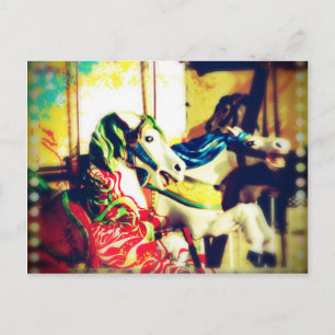 Merry-Go-Round Horses Summer Flashback Digital Art Feestdagenkaart