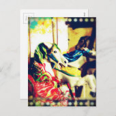 Merry-Go-Round Horses Summer Flashback Digital Art Feestdagenkaart (Voorkant / Achterkant)