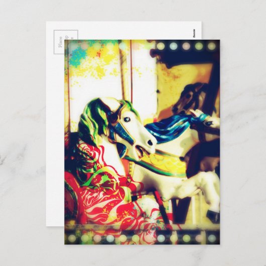 Merry-Go-Round Horses Summer Flashback Digital Art Feestdagenkaart (Voorkant / Achterkant)