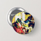 Merry-Go-Round Horses Summer Flashback Digital Art Ronde Button 5,7 Cm (Voorkant /achterkant)