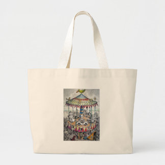 Merry-go-round met clowns grote tote bag