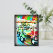 Merry Go Round-motorfietsen bij het carnaval Feestdagenkaart (Staand voorkant)