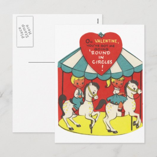 Merry Go Round Valentijn Feestdagenkaart (Voorkant / Achterkant)