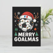 Merry Goalmas France - Funny Soccer Christmas Kaart (Staand voorkant)