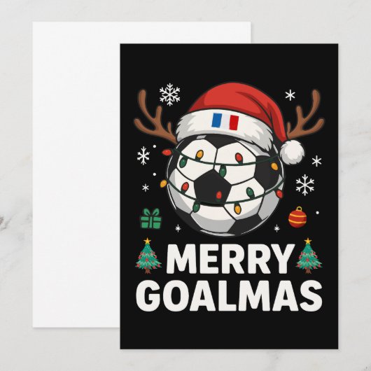 Merry Goalmas France - Funny Soccer Christmas Kaart (Voorkant / Achterkant)