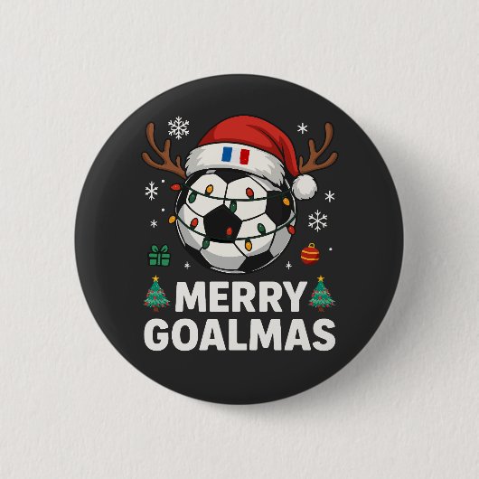 Merry Goalmas France - Funny Soccer Christmas Ronde Button 5,7 Cm (Voorkant)