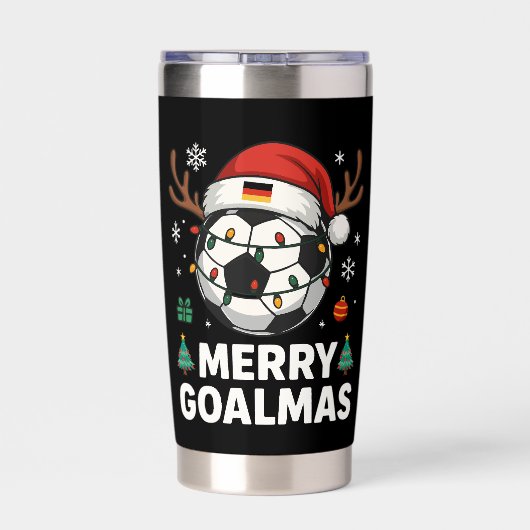 Merry Goalmas - Funny Soccer Christmas Geïsoleerde Drinkbeker (Achterkant)