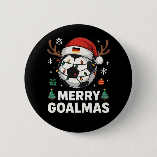 Merry Goalmas - Funny Soccer Christmas Ronde Button 5,7 Cm (Voorkant)
