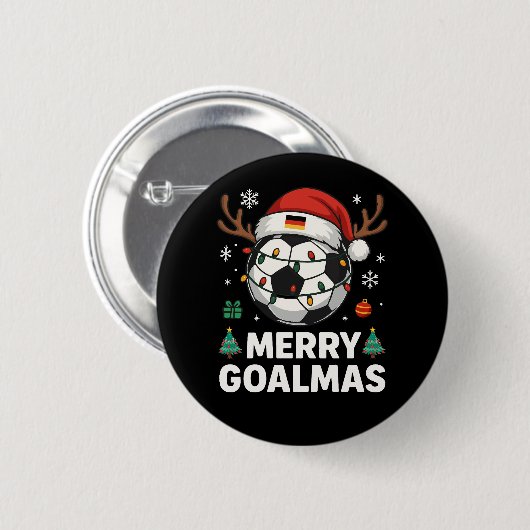 Merry Goalmas - Funny Soccer Christmas Ronde Button 5,7 Cm (Voorkant /achterkant)
