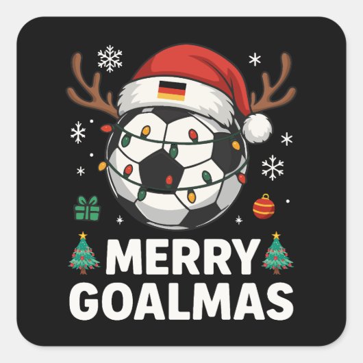 Merry Goalmas - Funny Soccer Christmas Vierkante Sticker (Voorkant)