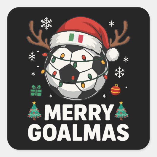 Merry Goalmas Italy - Funny Soccer Christmas Vierkante Sticker (Voorkant)