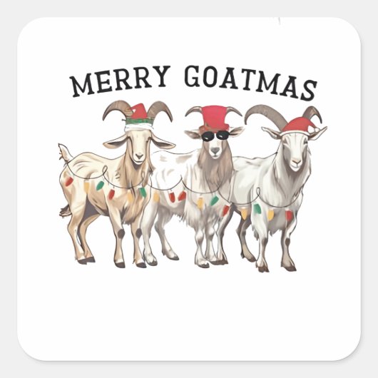 Merry Goatmas Animal Goat Lover Merry Christmas Vierkante Sticker (Voorkant)