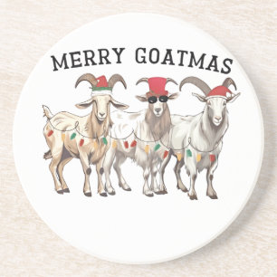 Merry Goatmas Animal Goat Lover Merry Christmas Zandsteen Onderzetter