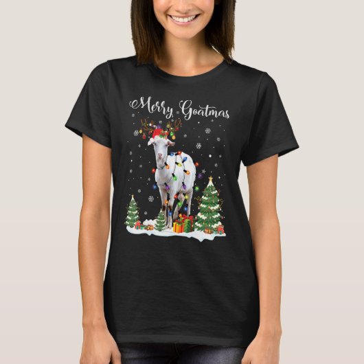 Merry Goatmas Goat Kerstreindekerstman Funny T-shirt (Voorkant)