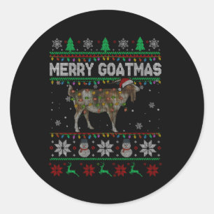 Merry Goatmas Lights Santa Geit Boer Ronde Sticker