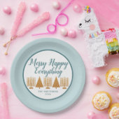 Merry Gold Blue Holiday Interbondparty Papieren Bordje (Feest)