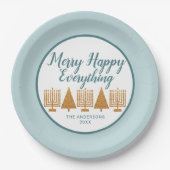 Merry Gold Blue Holiday Interbondparty Papieren Bordje (Voorkant)