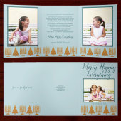 Merry Gold Blue Interfaith Elegant 3 Foto Drieluik Wenskaart