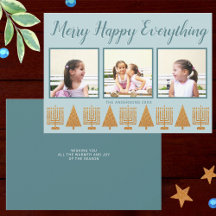 Merry Gold Blue Simple 3 Photo Collage