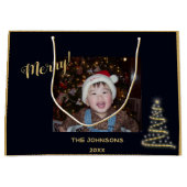 Merry! ~ Gold kerstboom ~ Familiefoto Groot Cadeauzakje (Voorkant)