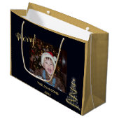 Merry! ~ Gold kerstboom ~ Familiefoto Groot Cadeauzakje (Voorkant Gekanteld)