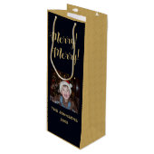 Merry! ~ Gold kerstboom ~ Familiefoto Wijn Cadeautas (Voorkant Gekanteld)