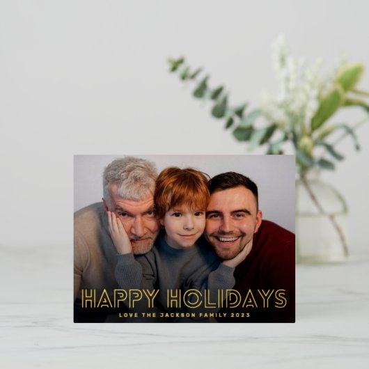 Merry GOLD LINES prettige feestdagen fotokerstmis (Staand Voorkant)