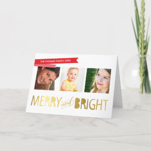 MERRY GOLD PHOTO HOLIDAY leuke moderne typografie Feestdagen Kaart