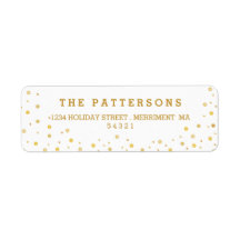 Merry Gold Tone Polkadot retour adres labels