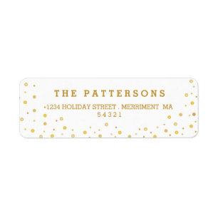 Merry Gold Tone Polkadot Return-adreslabels Etiket