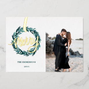 Merry Golden kerst Ereath Folie Feestdagenkaart