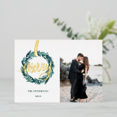 Merry Golden kerst Ereath Folie Feestdagenkaart (Staand Voorkant)