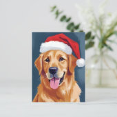Merry Golden Retriever | Kerstman Hat Hond Kerstmi Feestdagenkaart (Staand voorkant)