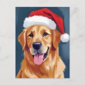 Merry Golden Retriever | Kerstman Hat Hond Kerstmi Feestdagenkaart (Voorkant)