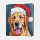 Merry Golden Retriever | Kerstman Hat Hond Kerstmi Keramisch Ornament (Links)