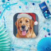 Merry Golden Retriever | Kerstman Hat Hond Kerstmi Papieren Bordje (Feest)