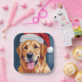 Merry Golden Retriever | Kerstman Hat Hond Kerstmi Papieren Bordje (Feest)
