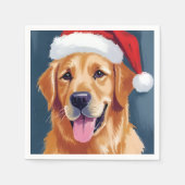 Merry Golden Retriever | Kerstman Hat Hond Kerstmi Servet (Voorkant)