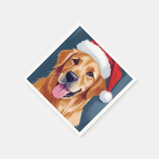 Merry Golden Retriever | Kerstman Hat Hond Kerstmi Servet (Hoek)